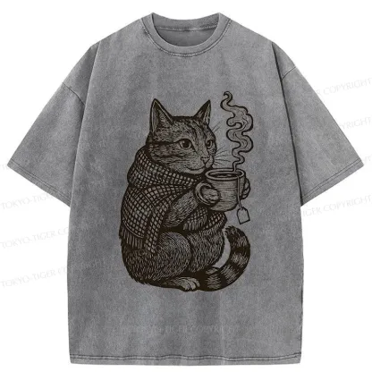 Tokyo-Tiger Autumn Cat Washed T-Shirt