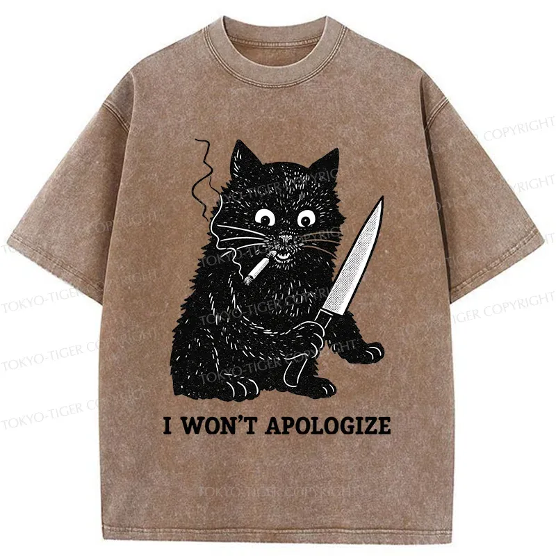 Tokyo-Tiger Cat Don't Apologize Washed T-Shirt