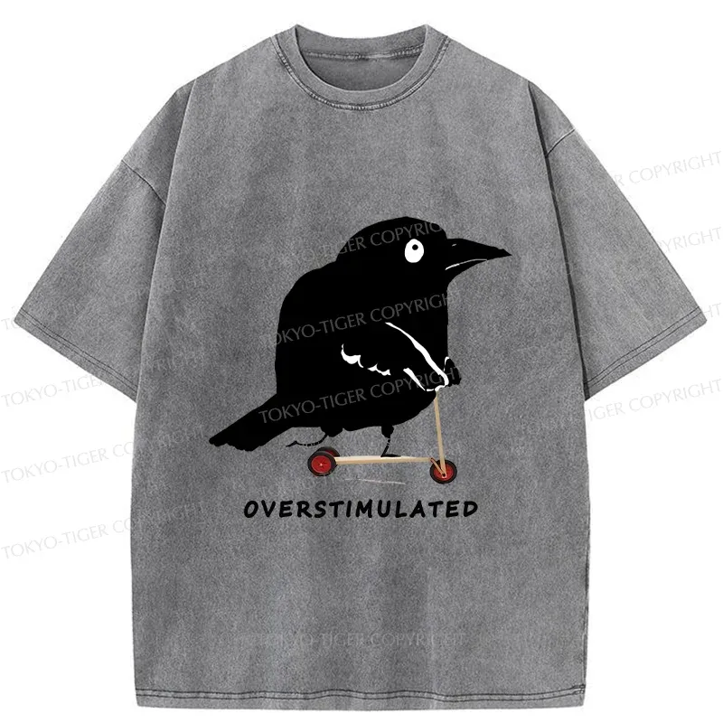 Tokyo-Tiger Bird Are Overstimulated Washed T-Shirt
