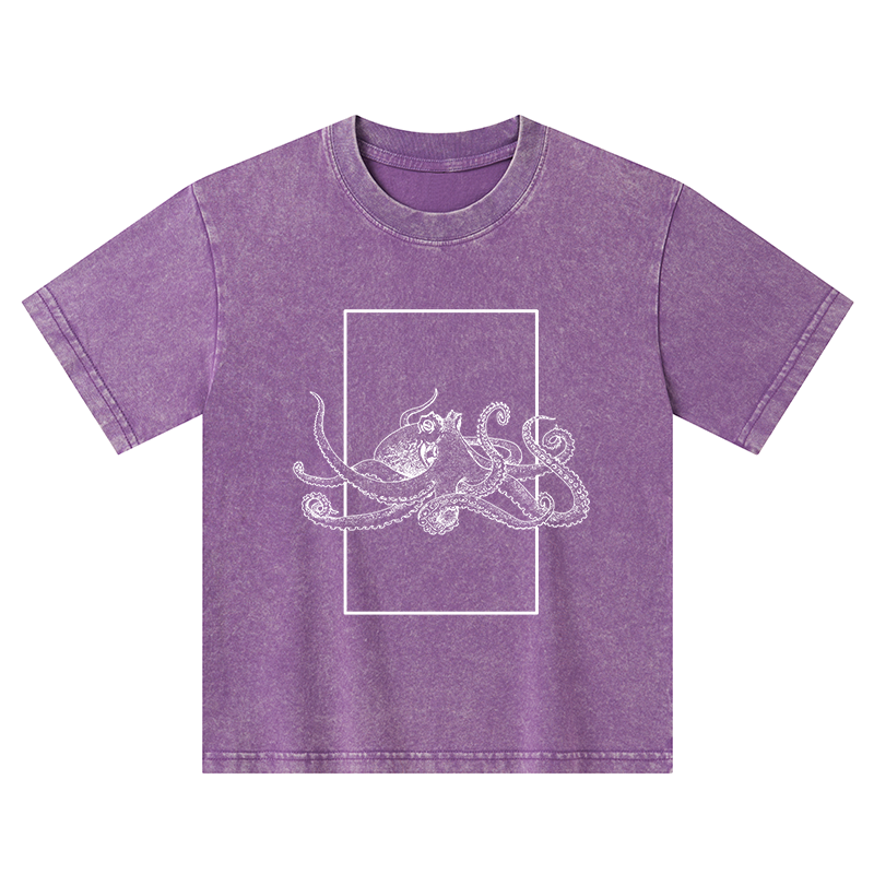 Tokyo-Tiger Japanese Giant Octopus Kids Washed T-Shirt
