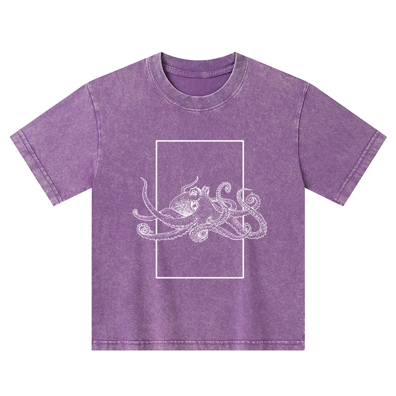 Tokyo-Tiger Japanese Giant Octopus Kids Washed T-Shirt