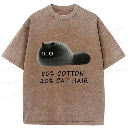 Tokyo-Tiger Funny Cat Hair Washed T-Shirt