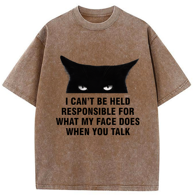 Tokyo-Tiger Cat Expression Management Washed T-Shirt