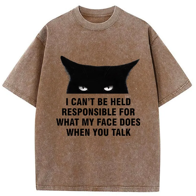 Tokyo-Tiger Cat Expression Management Washed T-Shirt