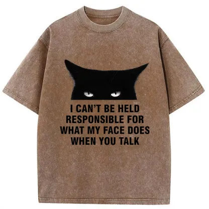 Tokyo-Tiger Cat Expression Management Washed T-Shirt