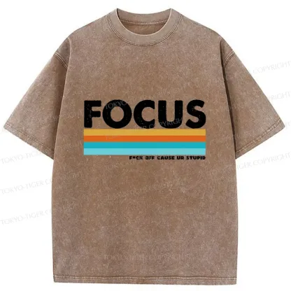 Tokyo-Tiger Funny FOCUS Washed T-Shirt