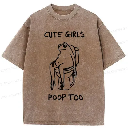 Tokyo-Tiger Pooping Frog Washed T-Shirt