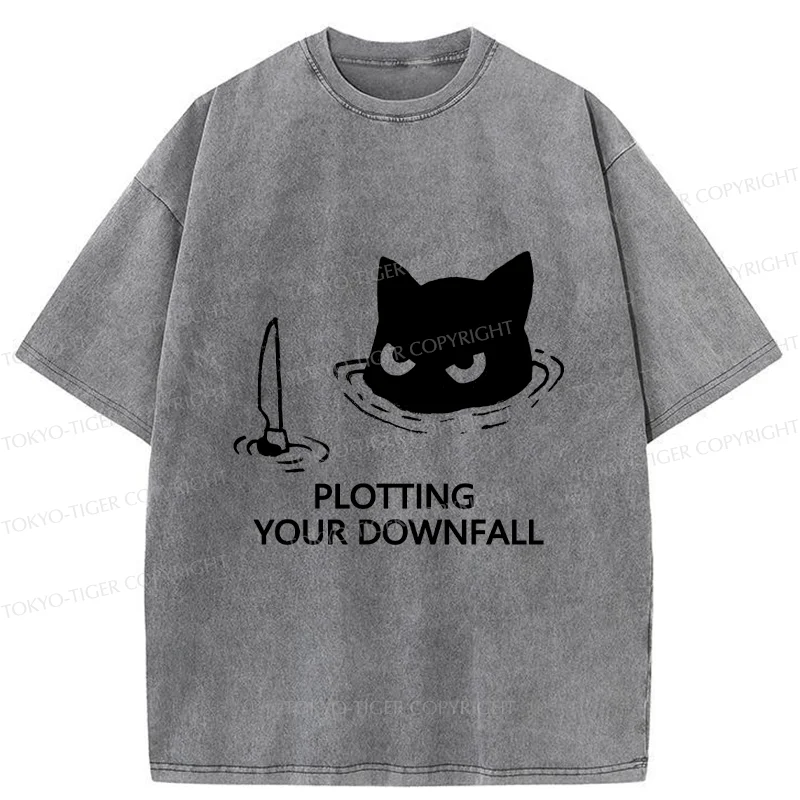 Tokyo-Tiger Cat Planning Something Bad Washed T-Shirt