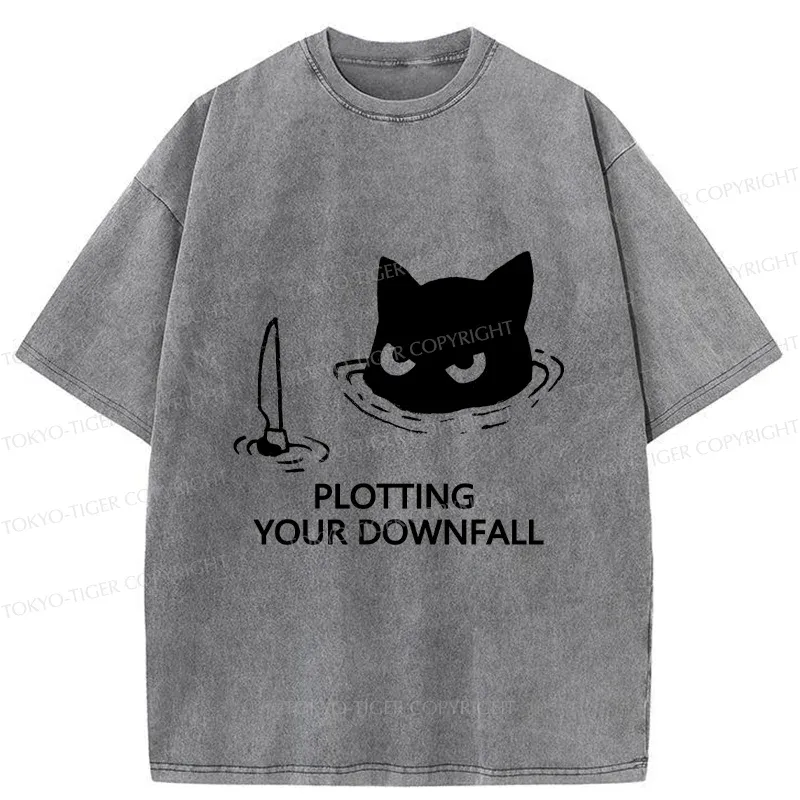 Tokyo-Tiger Cat Planning Something Bad Washed T-Shirt