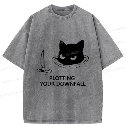 Tokyo-Tiger Cat Planning Something Bad Washed T-Shirt