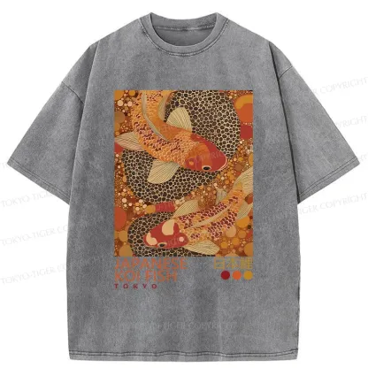 Tokyo-Tiger Japanese Koi Poster Washed T-Shirt