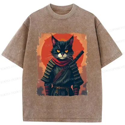 Tokyo-Tiger Handsome Cat Ninja Washed T-Shirt