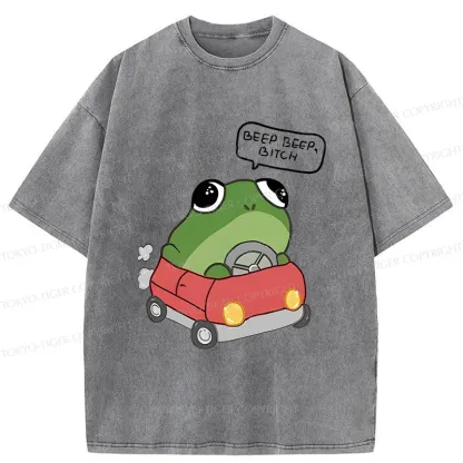 Tokyo-Tiger Frog Driving Washed T-Shirt