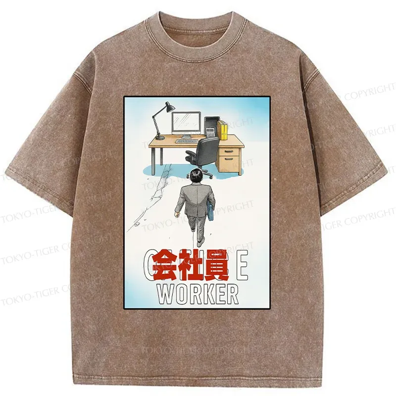 Tokyo-Tiger Worker Return To Their Workstation Washed T-Shirt