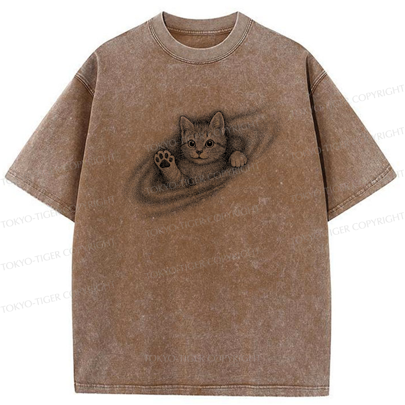 Tokyo-Tiger Little Galaxy Cat Washed T-Shirt