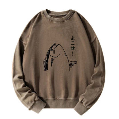 Tokyo-Tiger Fish Hold Up Gun Washed Sweatshirt