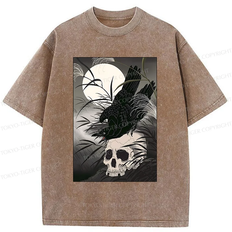 Tokyo-Tiger Ukiyoe Crow Washed T-Shirt