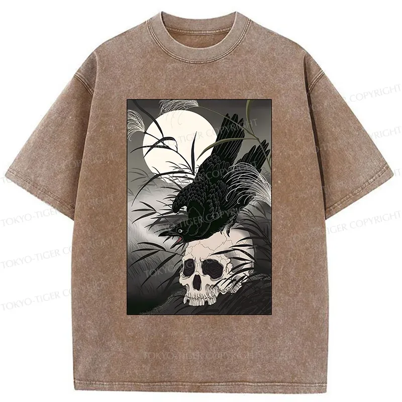 Tokyo-Tiger Ukiyoe Crow Washed T-Shirt