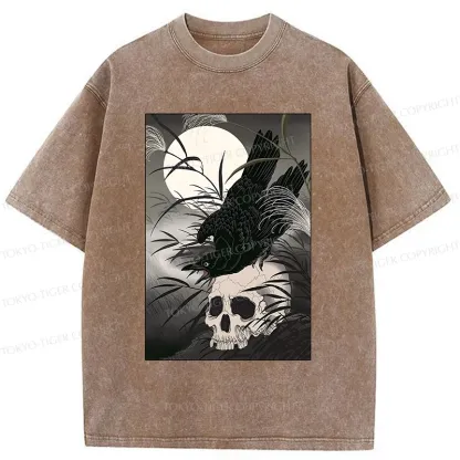 Tokyo-Tiger Ukiyoe Crow Washed T-Shirt