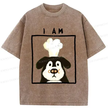 Tokyo-Tiger Cool Dog Chef Washed T-Shirt