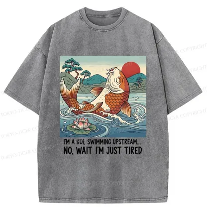 Tokyo-Tiger Funny Koi Washed T-Shirt