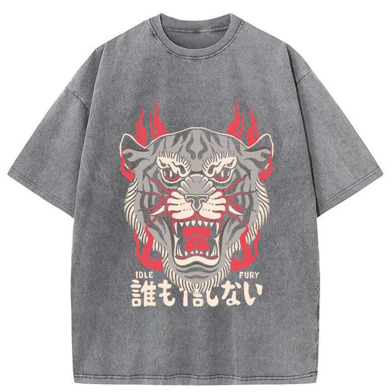 Tokyo-Tiger Japanese Tiger Fire Washed T-Shirt Sale