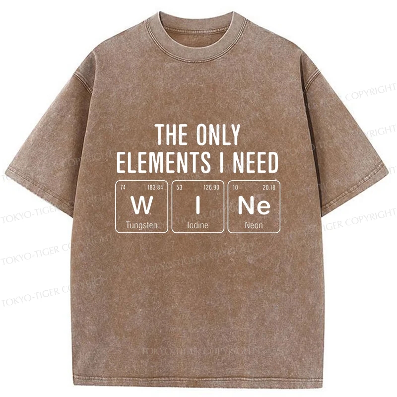 Tokyo-Tiger Wine Element Funny Washed T-Shirt