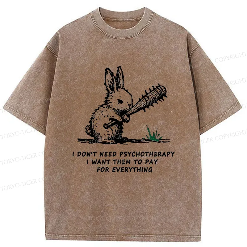 Tokyo-Tiger Violent Rabbit Funny Washed T-Shirt