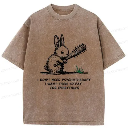 Tokyo-Tiger Violent Rabbit Funny Washed T-Shirt