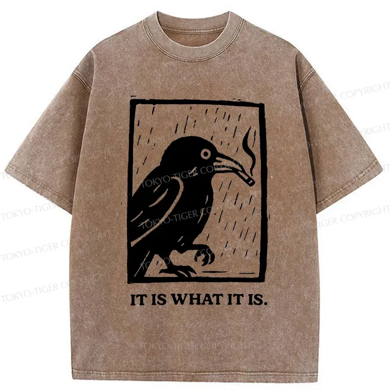 Tokyo-Tiger Smoking Crow Washed T-Shirt