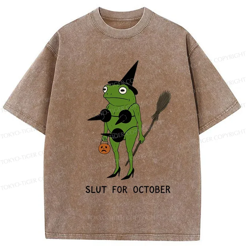 Tokyo-Tiger Halloween Frog Witch Washed T-Shirt
