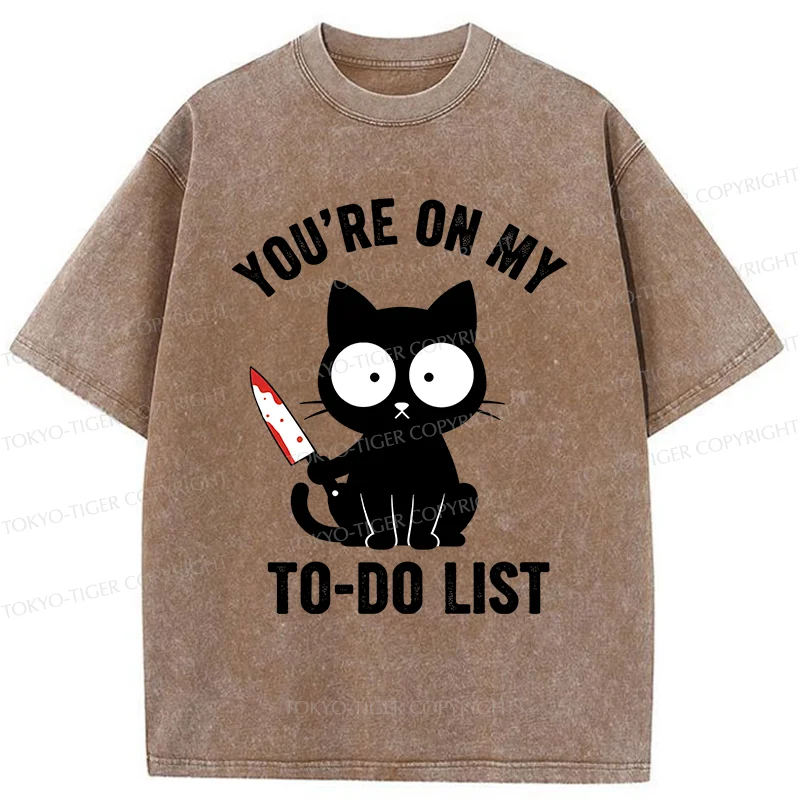 Tokyo-Tiger Cat Ready To Murder Washed T-Shirt