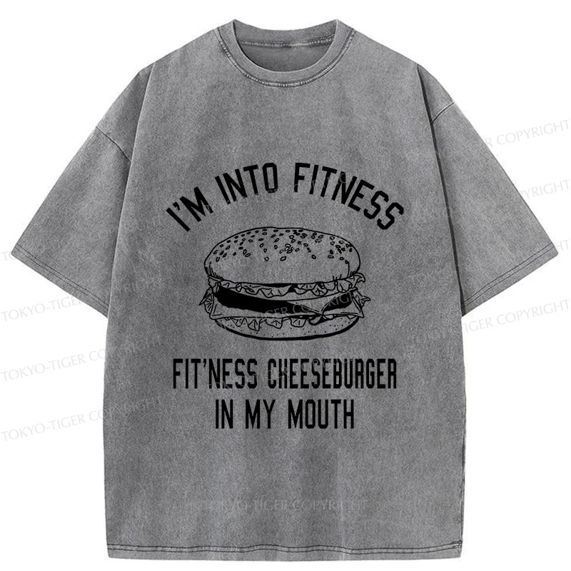 Tokyo-Tiger Fitness Cheeseburger Washed T-Shirt