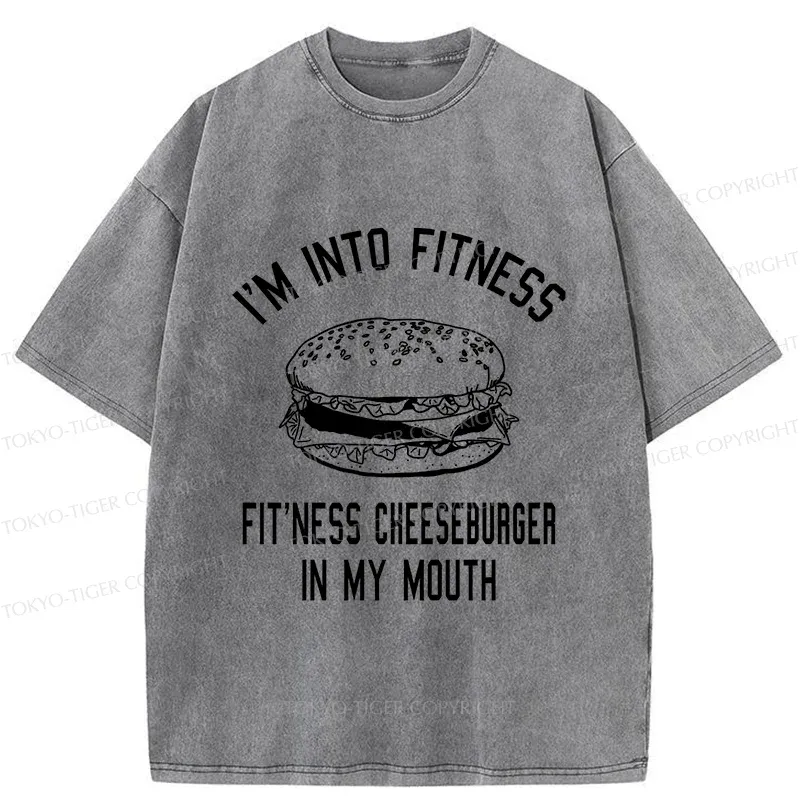 Tokyo-Tiger Fitness Cheeseburger Washed T-Shirt