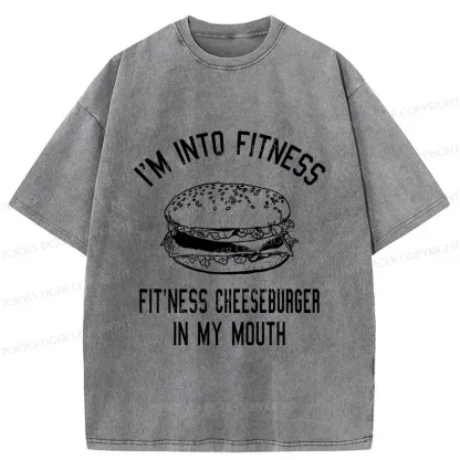 Tokyo-Tiger Fitness Cheeseburger Washed T-Shirt
