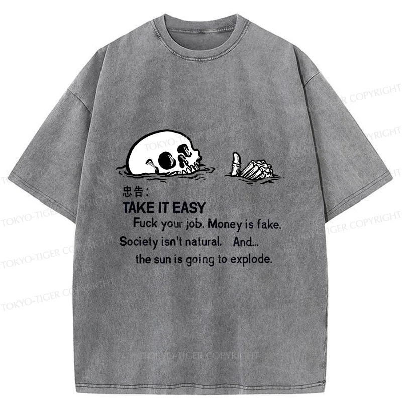 Tokyo-Tiger Skeleton Ridicule Washed T-Shirt