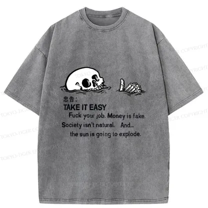 Tokyo-Tiger Skeleton Ridicule Washed T-Shirt