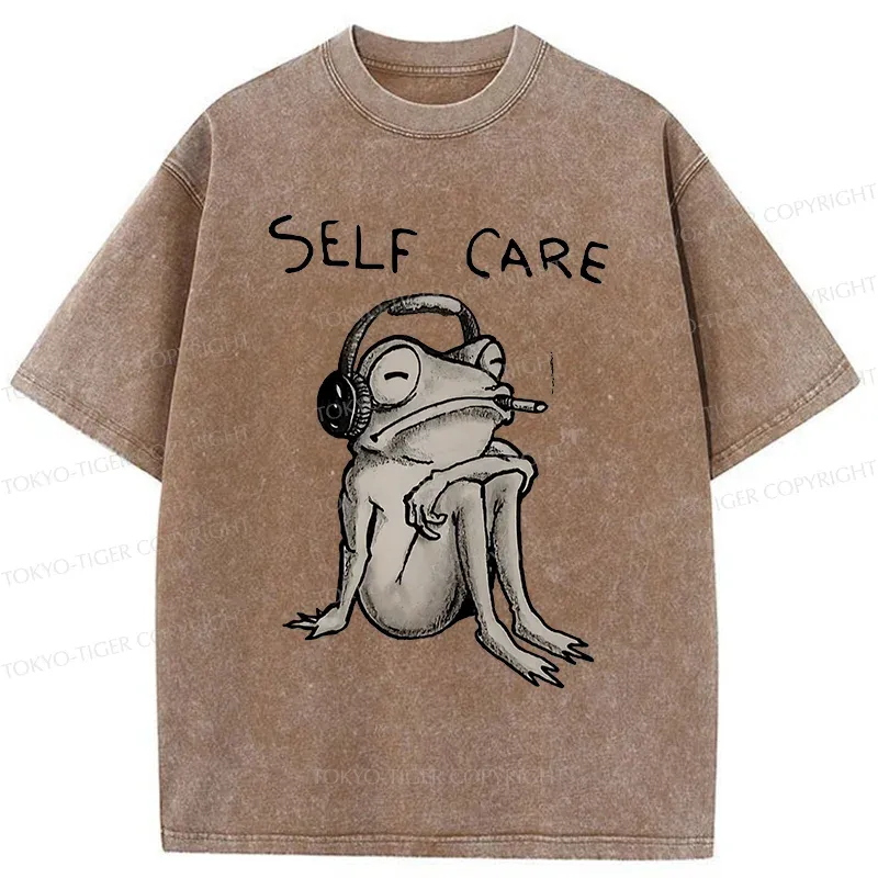 Tokyo-Tiger Self Care Music Frog Washed T-Shirt Sale