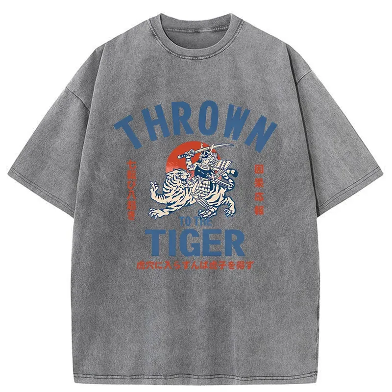 Tokyo-Tiger Japanese Traditional Proverb Washed T-Shirt