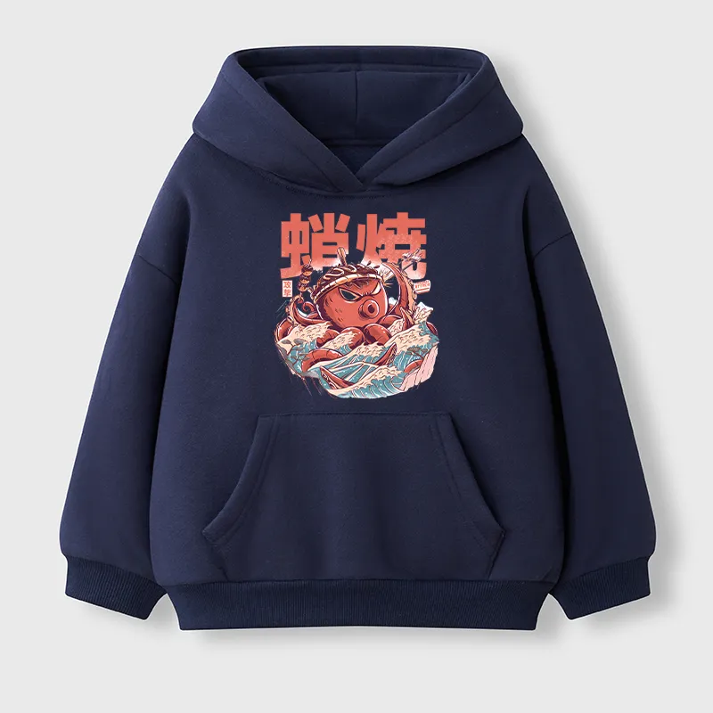 Tokyo-Tiger The Great Wave Takoyaki Kids Fleece Lined Hoodie