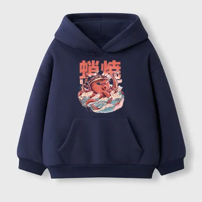 Tokyo-Tiger The Great Wave Takoyaki Kids Fleece Lined Hoodie