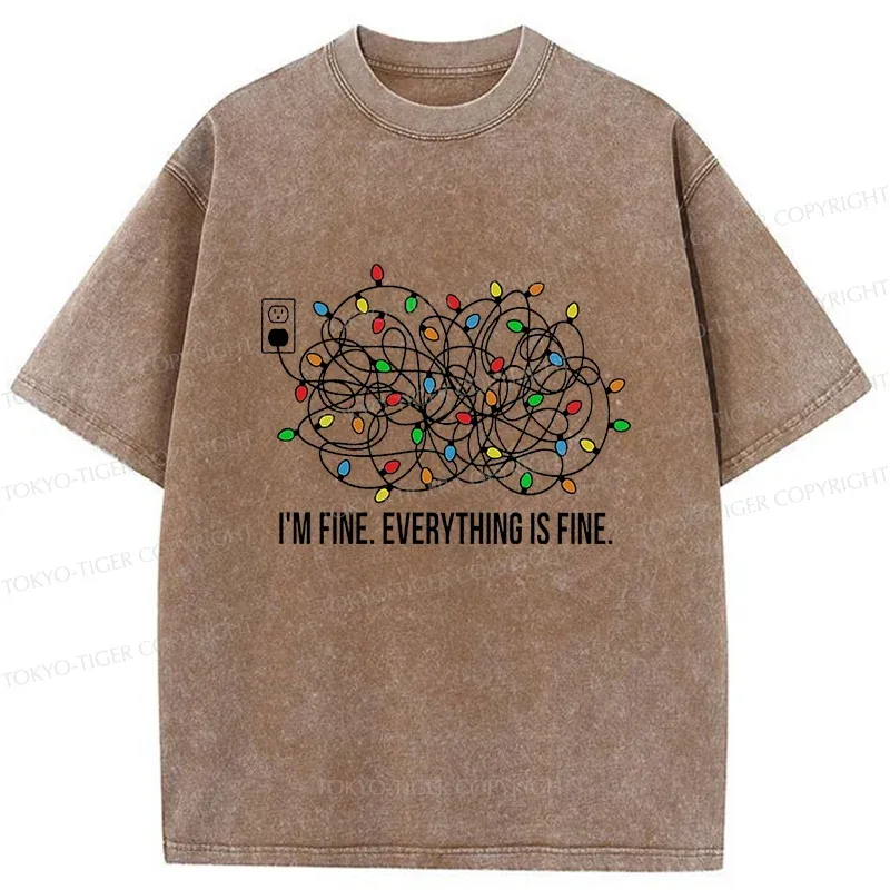 Tokyo-Tiger Light String Funny Washed T-Shirt