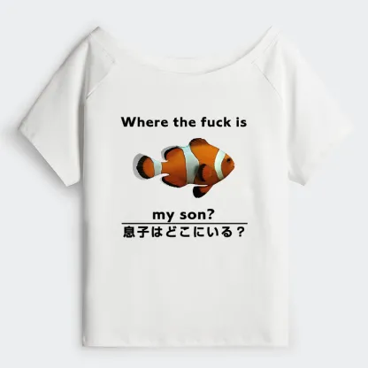 Tokyo-Tiger Fish Looking For Son Off Shoulder T-Shirt