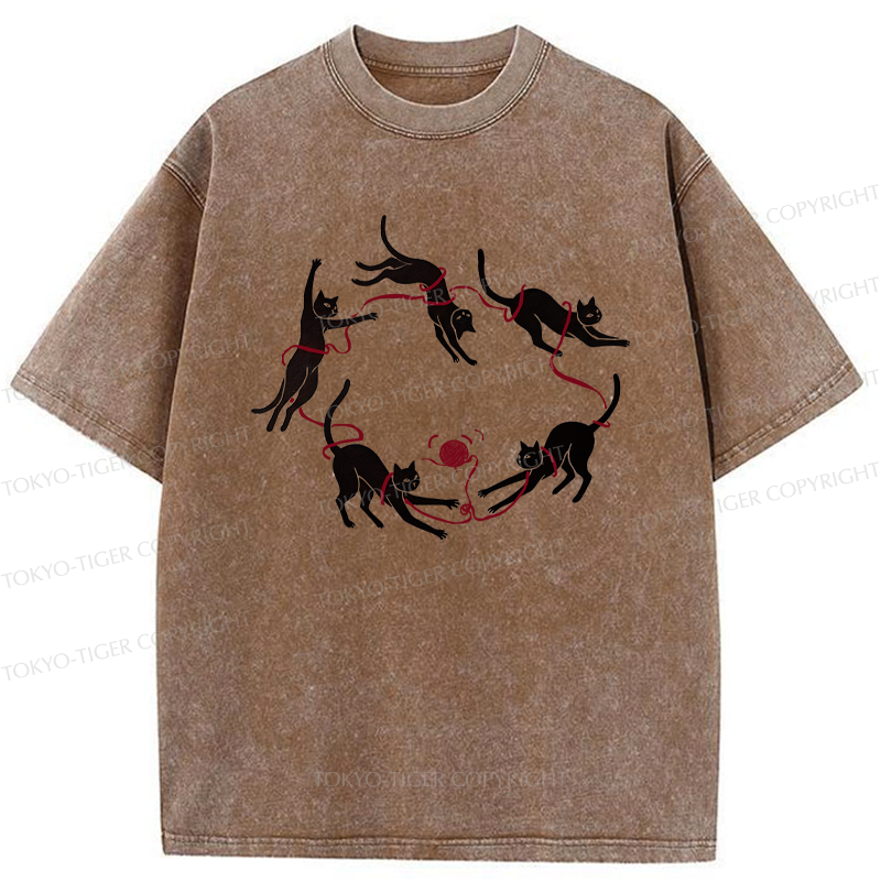 Tokyo-Tiger A Kitten Playing With Yarn Washed T-Shirt