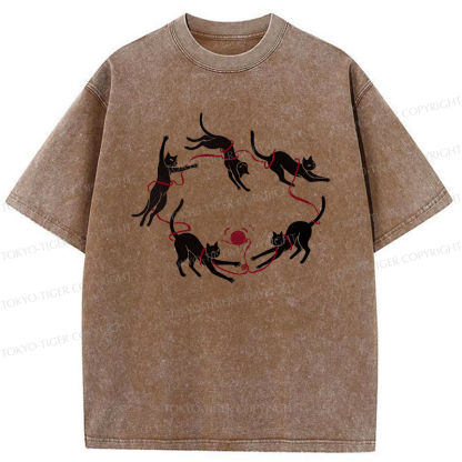 Tokyo-Tiger A Kitten Playing With Yarn Washed T-Shirt
