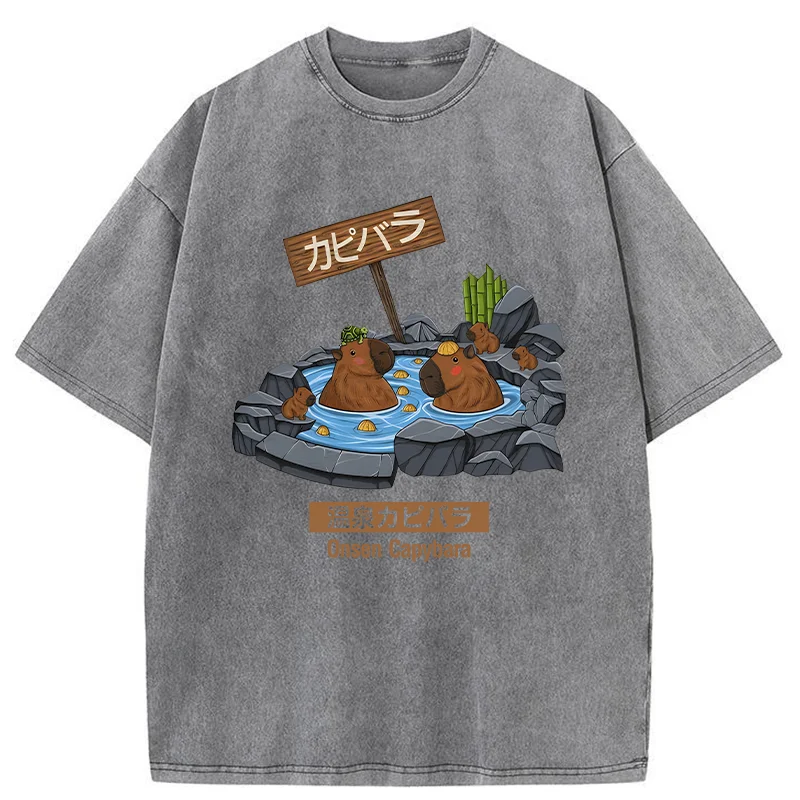 Tokyo-Tiger Onsen Capybara Washed T-Shirt