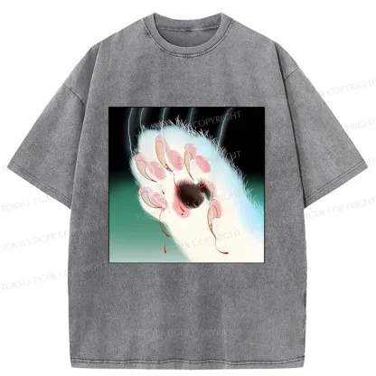 Tokyo-Tiger Ukiyoe Cat Paw Washed T-Shirt