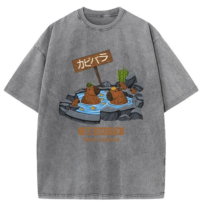 Tokyo-Tiger Onsen Capybara Washed T-Shirt