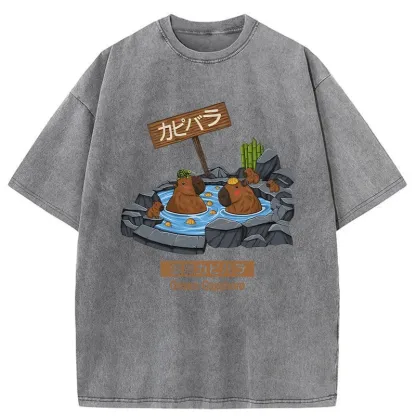 Tokyo-Tiger Onsen Capybara Washed T-Shirt