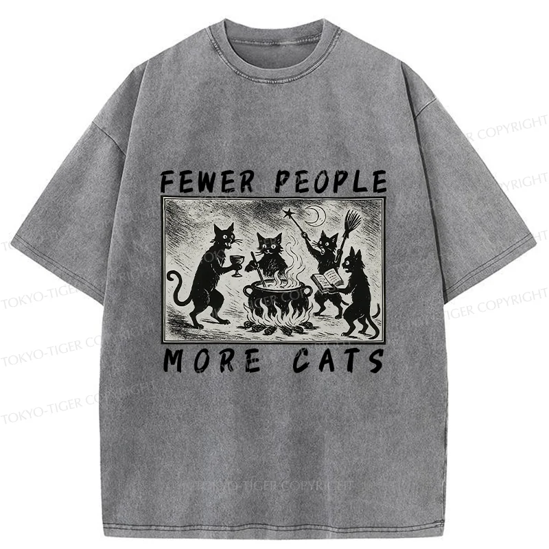 Tokyo-Tiger More Cats Funny Washed T-Shirt